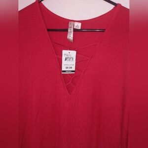Women's Cutoff Sleeve Red ♥️ Shirt